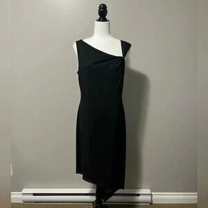 David Meister Vintage Sleeveless  Asymmetrical Midi Length Cocktail Dress